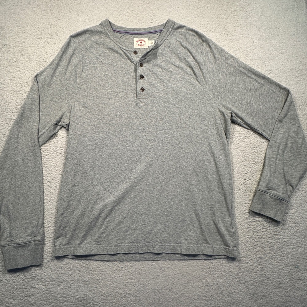 Brooks Brothers Red Fleece Henley Mens L Gray Cotton‎ Long Sleeve Casual Shirt